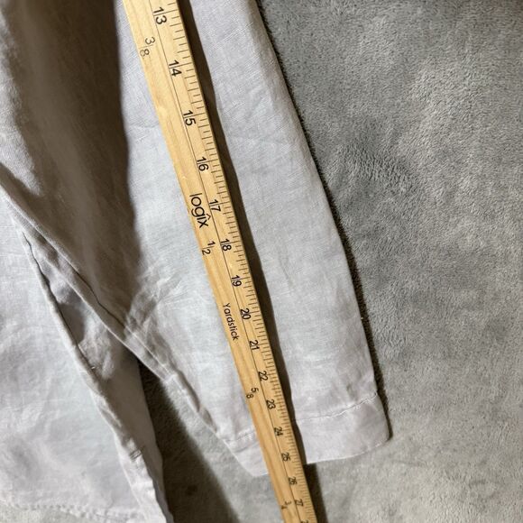 NWT J Jill Love 100% Linen Top Plus 2X Gray Lagenlook Essentials Zinc Sleeves - Picture 5 of 8